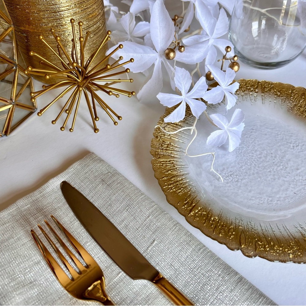 Rufolo Glass Gold Brushstroke Dessert/Salad Plates